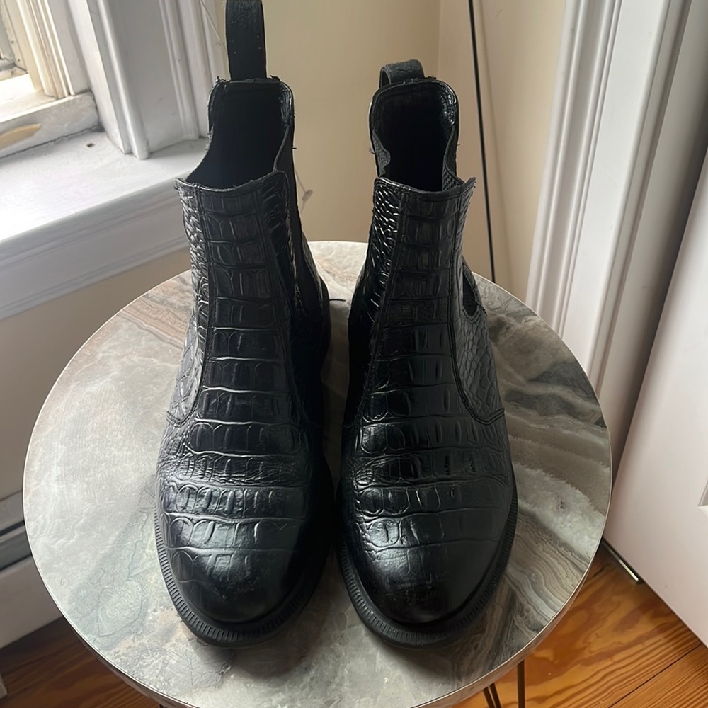 doc marten snakeskin chelsea boots